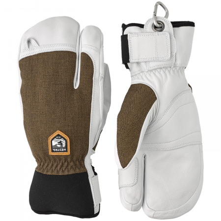 Hestra Army Leather Patrol 3-Finger Mittens 2025 in Gray size 8 | Leather/Polyester