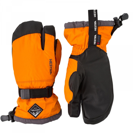 Kid's Hestra Gauntlet CZone Jr. 3-Finger Mittens 2024 in Orange size 5 | Spandex/Polyester/Micron