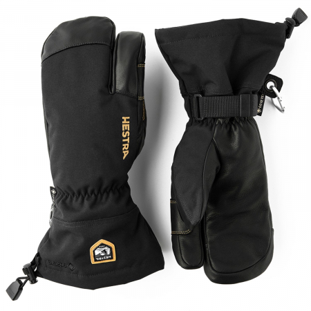 Hestra Army Leather GORE-TEX 3-Finger Gloves 2025 in Black size 9 | Nylon/Leather/Polyester