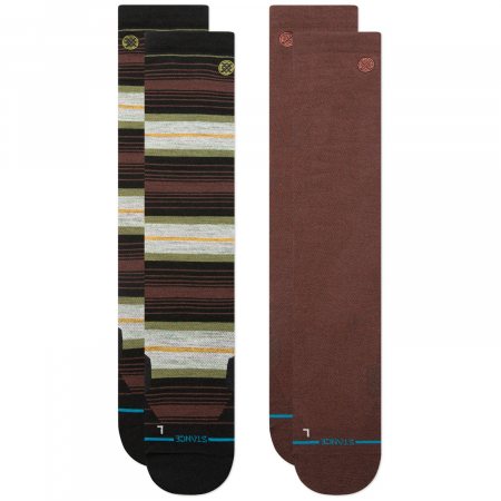 Stance Venture UL Wool Snow Socks 2-Pack 2025 in Brown size Medium | Nylon/Wool/Elastane