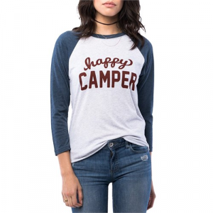 SubUrban Riot Happy Camper Baseball T Shirt Women's