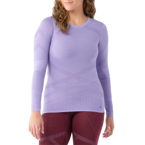 Image of Women's Smartwool Intraknit Thermal Base Layer Crew Top 2025 in Purple size Large | Wool/Elastane/Polyester