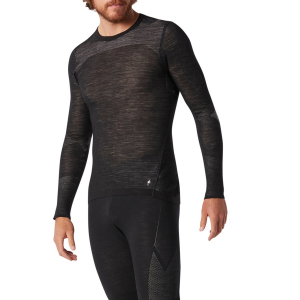 Image of Smartwool Intraknit Thermal Thermal Base Layer Crew Top 2025 in Black size Large | Wool/Elastane/Polyester