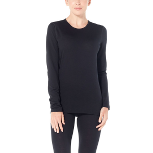 Image of Women's Icebreaker 200 Oasis Base Layer Crew Top 2024 in Black size Large | Wool