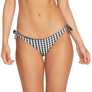 Women's Volcom Plaid Attitude Hipster Bikini Bottoms in Brown size Large | Nylon/Elastane/Polyester