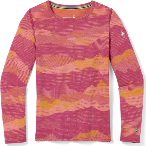 Kid's Smartwool 250 Base Layer Pattern Crew Top 2023 in Pink size Large