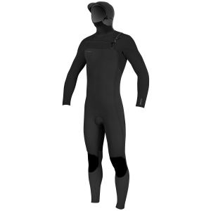 Image of O'Neill 4/3+ Hyperfreak Chest Zip Hooded Wetsuit 2024 in Black size Small | Rubber/Neoprene