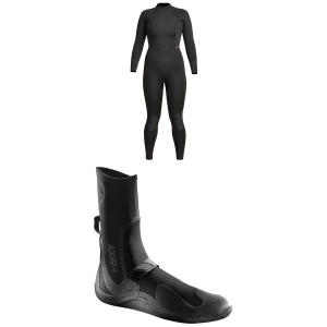 Image of Women's XCEL 4/3 Axis Back Zip Wetsuit - 4 Package (4) + 11 Booties in Black size 4/11 | Spandex/Neoprene