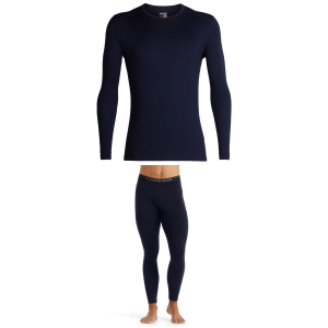 Image of Icebreaker 200 Oasis Long Sleeve Crew Top 2024 - X-Large Gray Package (XL) + S Bottoms in Navy size Xl/S | Wool