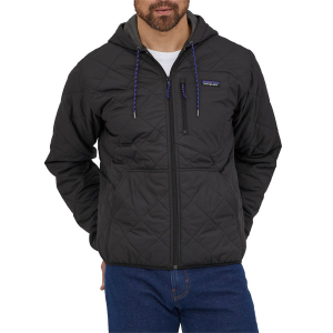 Image of Patagonia Diamond Quilted Bomber Hoodie Men's 2024 in Black size Small | Cotton/Polyester