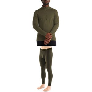 Icebreaker 200 Oasis Long Sleeve Half Zip Top 2024 - Small /Loden Package (S) + X-Large Bottoms in Black size S/Xl | Wool