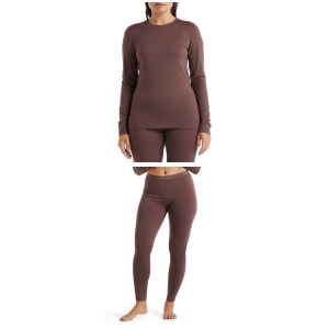 Image of Women's Icebreaker 200 Oasis Base Layer Crew Top 2024 - Small Package (S) + L Bottoms in Black size S/L | Wool