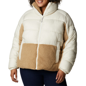 Women's Columbia Leadbetter Point Sherpa Hybrid Plus Size Jacket 2022 Khaki size 2X-Large | Nylon/Polyester