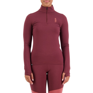 Image of Women's MONS ROYALE Cascade Flex 200 1/4 Zip Top 2023 Purple size X-Small | Nylon/Wool/Elastane