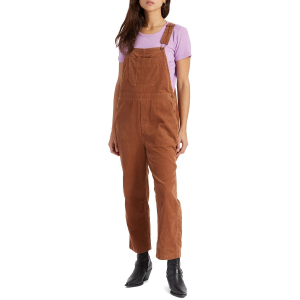 Women's Brixton Christina Crop Overalls 2022 Pant in Red size X-Large | Cotton/Denim