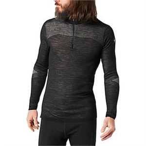 Image of Smartwool Intraknit Thermal Base Layer 1/4 Zip Top Men's 2024 in Black size 2X-Large | Wool/Elastane/Polyester