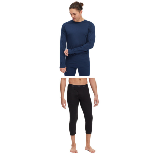 evo Ridgetop Wool Midweight Crew Top 2023 - X-Large Gray Package (XL) + 2X-Large Bottoms in Navy size X-Large/2X-Large | Wool/Polyester/Micron