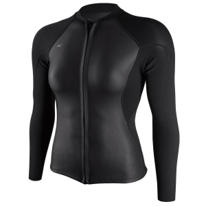 Image of Women's O'Neill 1.5mm Bahia Full Zip Wetsuit Jacket 2024 in Black size 6 | Neoprene