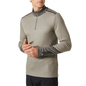 Image of Helly Hansen Lifa Midweight 1/2 Zip Base Layer Top 2025 in Green size Small | Wool/Polyester