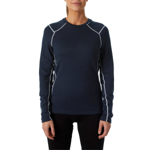Women's Helly Hansen Lifa Midweight Crew Baselayer Top 2024 Blue in Navy size X-Large | Wool/Polyester