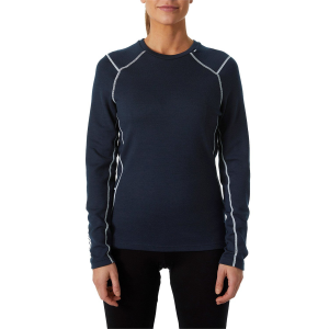 Image of Women's Helly Hansen Lifa Midweight Crew Baselayer Top 2024 in Blue size X-Large | Wool/Polyester