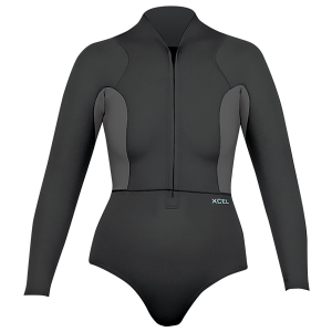 Women's XCEL 1.5/1mm Axis Long Sleeve Front Zip Springsuit in Black size 2 | Spandex/Neoprene