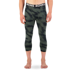 MONS ROYALE Cascade Flex 200 3/4 Leggings Men's 2023 in Green size 2X-Large | Nylon/Wool/Elastane