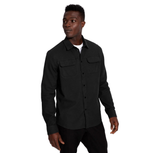 Image of evo Heavyweight Stretch Shirt Men's in Black size Medium | Spandex/Cotton/Wool