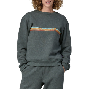 Women's Patagonia Ridge Rise Stripe Uprisal Crew Sweater 2023 in Green size X-Small | Cotton/Polyester