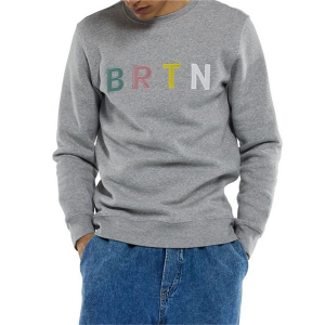 Burton BRTN Crew Sweatshirt Men's 2023 in Gray size Small | Cotton/Polyester