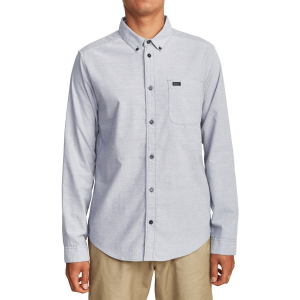 Image of RVCA That'll Do Stretch Long-Sleeve Shirt 2022 in Blue size Medium | Cotton/Elastane/Polyester