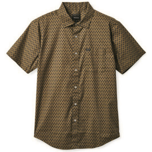 Brixton Charter Print Short-Sleeve Shirt Men's 2022 in Brown size Small | Spandex/Cotton/Polyester