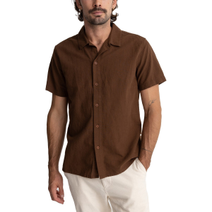 Rhythm Classic Linen Short-Sleeve Shirt Men's 2024 in Brown size Large | Cotton