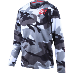 Kid's Troy Lee Designs Flowline Long-Sleeve Jersey 2024 in Black size Yxl | Cotton/Polyester