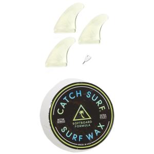 Image of Catch Surf Hi-Performance Thruster Fin Set 2025 Package () + Wax in Blue | Plastic