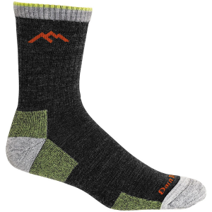 Darn Tough Hiker Micro Crew Midweight Cushion Socks Men's 2023 Gray in Lime size X-Large | Nylon/Spandex/Wool