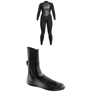 Women's XCEL 4/3 Axis X Back Zip Wetsuit - 8T Package (8T) + 7 Booties in Black size 8T/7 | Neoprene/Plastic