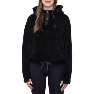 Women's 686 Crop Sherpa Hoodie 2022 in Black size X-Small | Lycra/Polyester