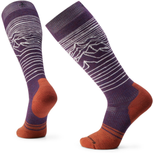 Image of Smartwool Snowboard Full Cushion Iguchi Pattern OTC Socks 2024 in Purple size X-Large | Nylon/Wool/Elastane