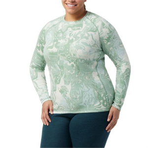 Women's Smartwool Classic Thermal Base Layer Pattern Plus Top 2023 - X2X-Large in Green size 3X-Large