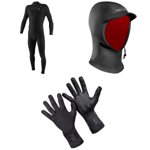 Image of O'Neill 4/3+ Hyperfreak Chest Zip Wetsuit 2026 - Large Package (L) + X-Large Hoods & Layering in Black size Large/X-Large | Rubber/Neoprene