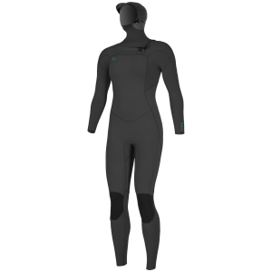 Image of Women's O'Neill 5/4 Ninja Chest Zip Hooded Wetsuit 2024 in Black size 6 | Neoprene