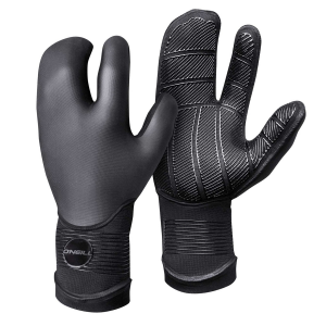 Image of O'Neill 5mm Psycho Tech Lobster Gloves 2022 in Black size Medium | Rubber/Neoprene