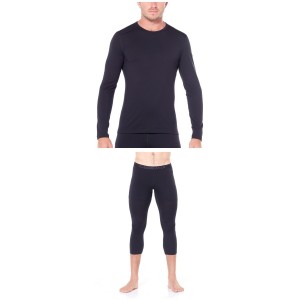 Image of Icebreaker 200 Oasis Long Sleeve Crew Top 2024 - X-Large Package (XL) + X-Large Bottoms in Black size Xl/Xl | Wool