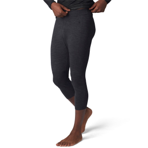 Image of Smartwool Intraknit Thermal Base Layer 3/4 Bottoms Men's 2025 Black in White size Large | Wool/Elastane/Polyester