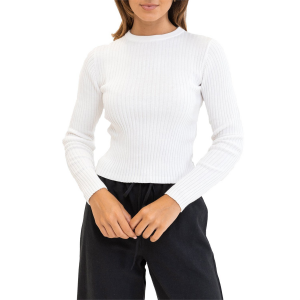 Women's Rhythm Classic Knit Long Sleeve Top 2023 in White size X-Small | Cotton