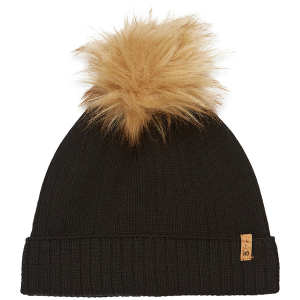 Image of Tentree Wool Faux Fur Pom Beanie Hat 2024 in Black