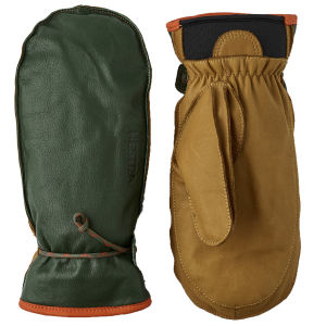 Image of Hestra Wakayama Mittens 2025 in Green size 8 | Wool/Leather/Polyester