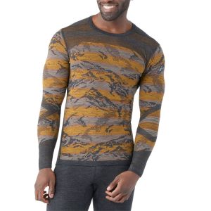 Image of Smartwool Intraknit Thermal Base Layer Pattern Crew Top Men's 2024 in Gold size 2X-Large | Wool/Elastane/Polyester