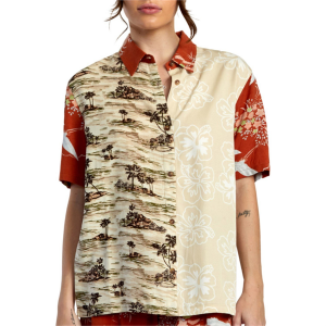 Women's RVCA Donny Shirt 2023 Khaki size Medium | Viscose